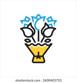 Vector multi color icon for bunch of roses