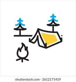 Vector multi color icon for camping