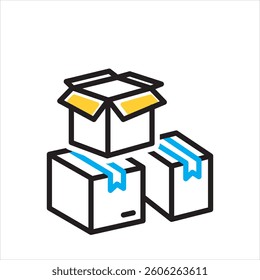 Vector multi color icon for cardboard boxes