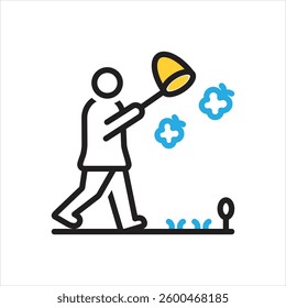 Vector multi color icon for catch butterfly