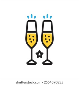 Vector multi color icon for champagne glasses