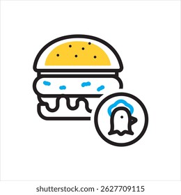 Icono multicolor del Vector para la hamburguesa del pollo