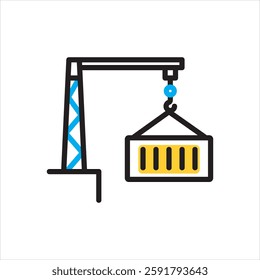 Vector multi color icon for crane and container