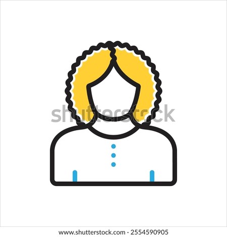 Vector multi color icon for curly hair woman