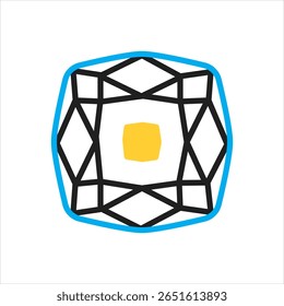 Icono multicolor de Vector para el diamante del cojín