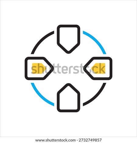 Vector multi color icon for d pad