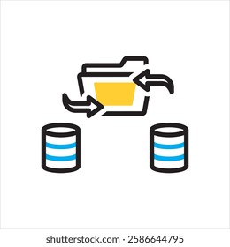 Vector multi color icon for data migration