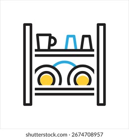 Ícone de vetor de várias cores para o rack de pratos