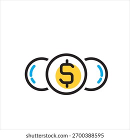 Icono multicolor del Vector para el signo del dólar