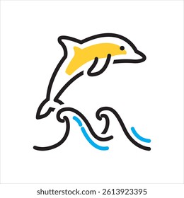 Vector multi color icon for dolphin
