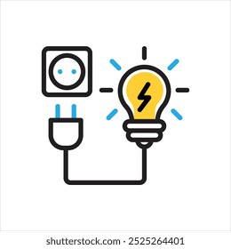Ícone de vetor de várias cores para eletricidade