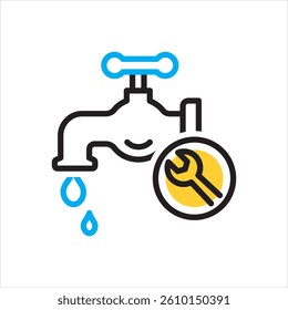 Vector multi color icon for faucet repair