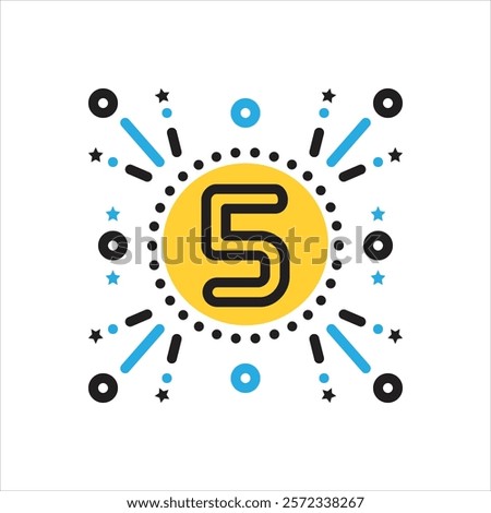 Vector multi color icon for fifth