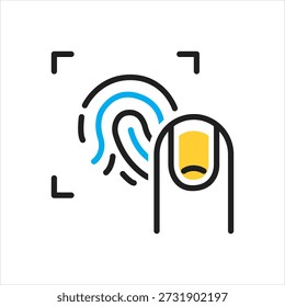 Vector multi color icon for fingerprint scanner