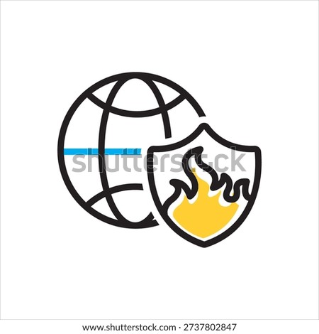 Vector multi color icon for firewall