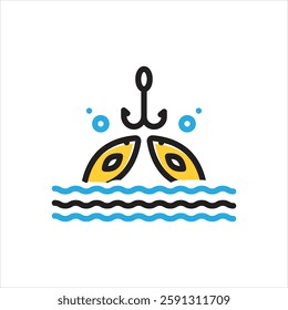 Vector multi color icon for fishing
