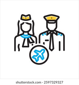 Vector multi color icon for  flight crewflight crew
