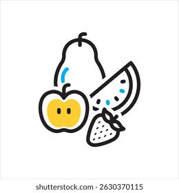 Vector multi color icon for fruits