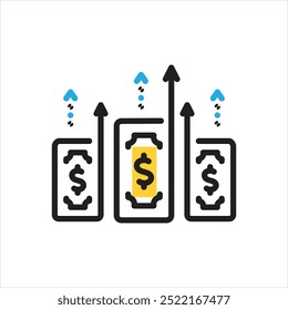 Vector multi color icon for gain