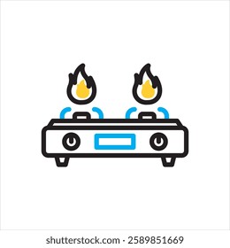 Vector multi color icon for gas stove