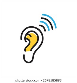 Icono multicolor del Vector para oído