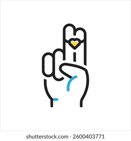 Vector multi color icon for heart on two finger