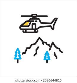 Vector multi color icon for helicopter ride