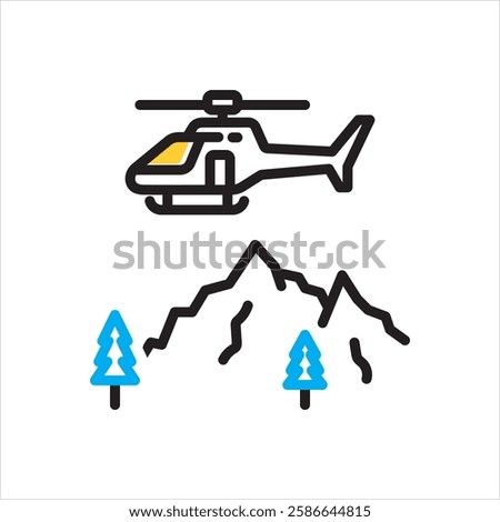 Vector multi color icon for helicopter ride