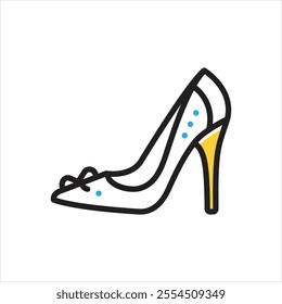 Vector multi color icon for high heel shoe