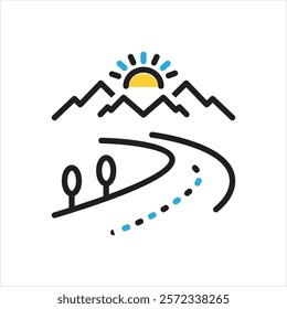 Vector multi color icon for highway