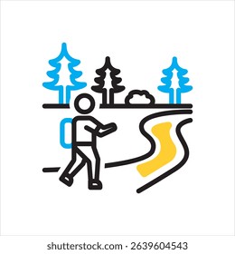 Vector multi color icon for hiking trails