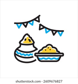 Vector multi color icon for holi decor