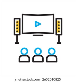 Ícone de vetor com várias cores para home theater