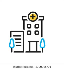 Icono multicolor del Vector para el edificio del hospital