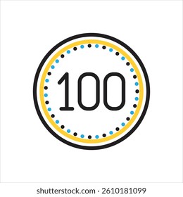 Vector multi color icon for hundred