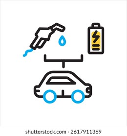 Vector multi color icon for hybrid vehicle
