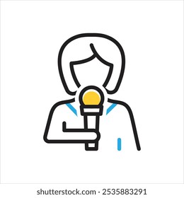 Icono multicolor del Vector para el periodista