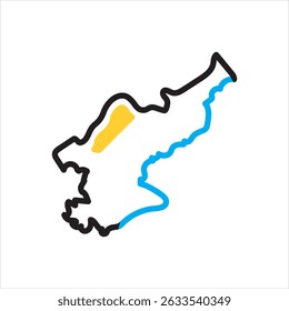Vector multi color icon for korea map