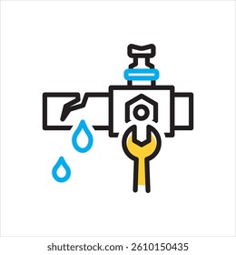 Vector multi color icon for leak repair