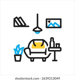 Vector multi color icon for lounge