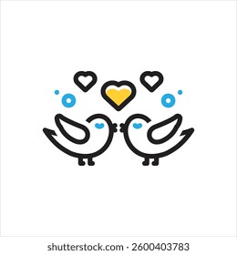 Vector multi color icon for loving birds