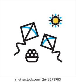 Vector multi color icon for makar sankranti