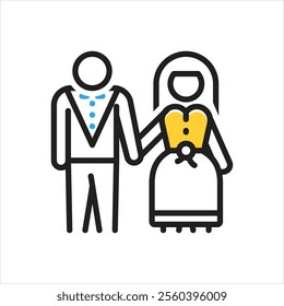 Vector multi color icon for marry