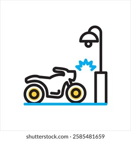 Vector multi color icon for motorcycle accident