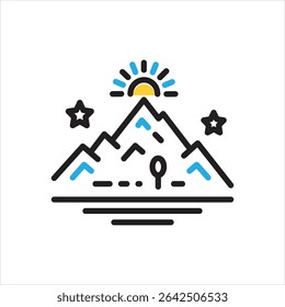 Ícone de vetor com várias cores para a montanha