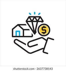 Vector multi color icon for net worth