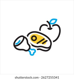 Vector multi color icon for paleo diet