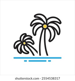 Vector multi color icon for palm tree