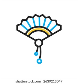 Vector multi color icon for paper fan