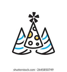 Vector multi color icon for party hats
